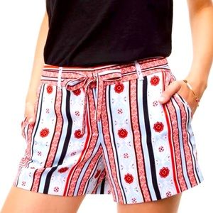 Boho Summer Blue Tie Waist Shorts